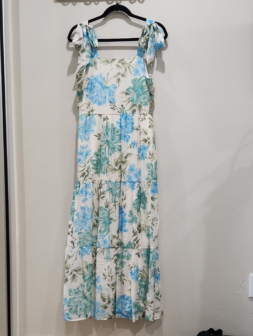 Calypso St. Barth Cream Maxi Dress with Blue and Green Floral Print Size 8
